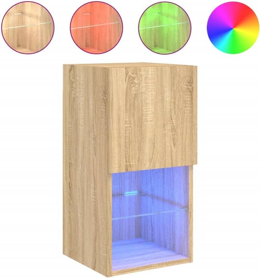 The Living Store Tv-meubel met LED-verlichting 30 5x30x60 cm sonoma eikenkleurig Tv-meubel Salontafel Houten Tv-standaard Led Verlichting Bruine Tv Kast - Foto 2