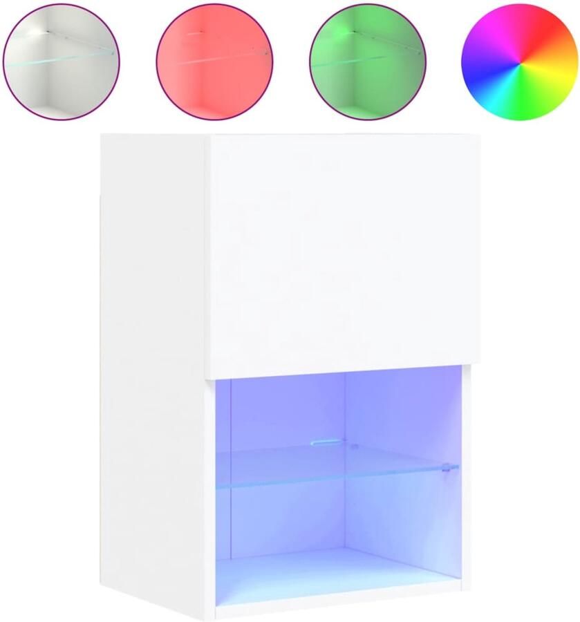 The Living Store Tv-meubel met LED-verlichting 40 5x30x60 cm wit TV-meubel TV Kast LED-verlichting Houten TV-standaard Decoratief TV-meubel - Foto 2