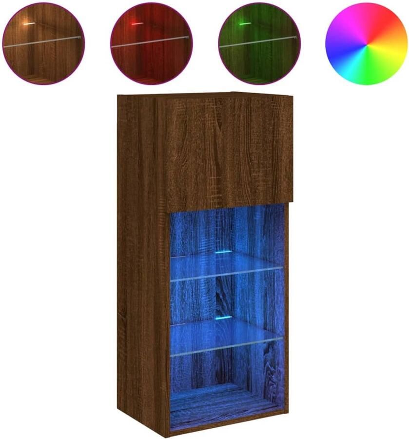 The Living Store Tv-meubel met LED-verlichting 40 5x30x90 cm bruin eikenkleur Tv-meubel Entertainmentcentrum Led-verlichting Rgb Licht Houten Tv-stand - Foto 2