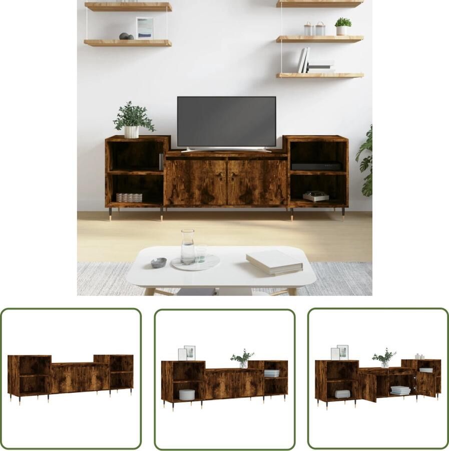 VidaXL The Living Store TV-meubel Meubelen 160 x 35 x 55 cm Gerookt eiken - Foto 2