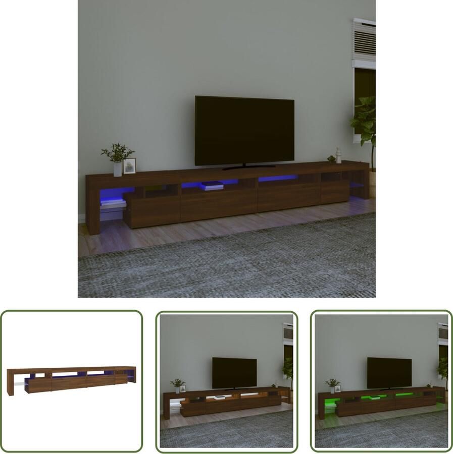 The Living Store tv-meubel middelgroot zijkant bruineiken 290 x 36.5 x 40 cm met RGB LED - Foto 2