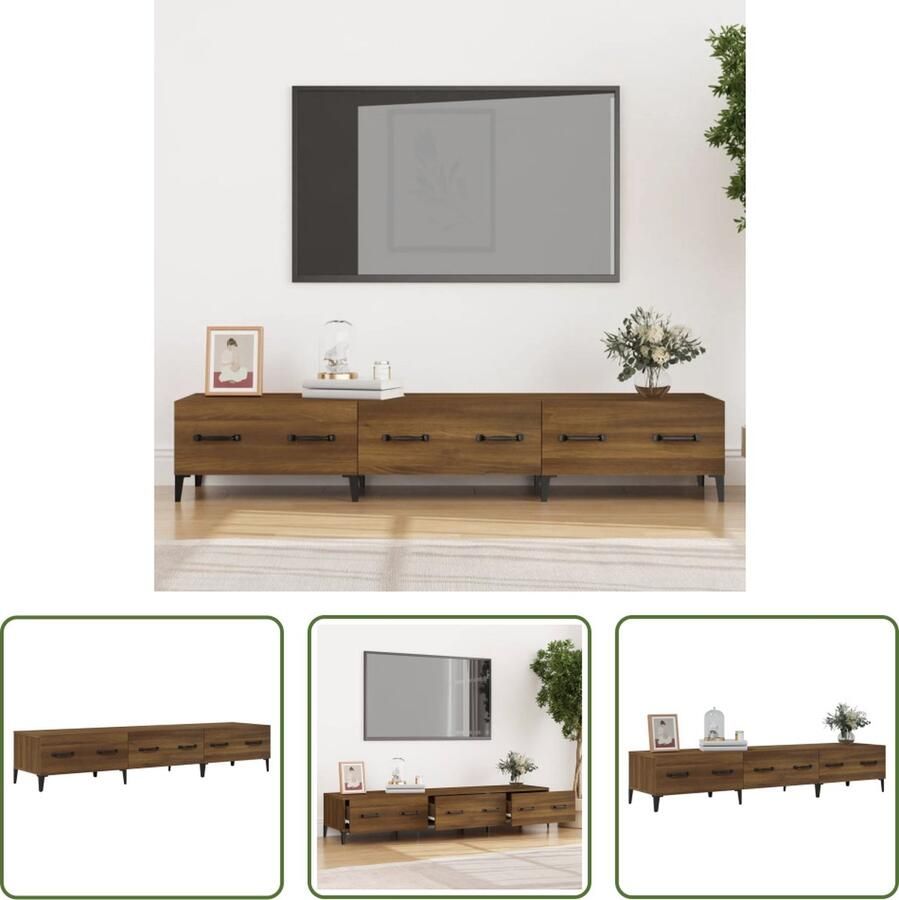 The Living Store TV-meubel Modern Bruineiken 150 x 34.5 x 30 cm Stevig hout Voldoende opbergruimte - Foto 2