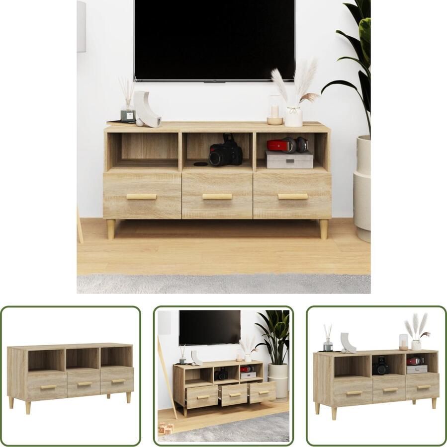 The Living Store TV-meubel Modern Sonoma Eiken Voldoende opbergruimte 102x36x50cm - Foto 2