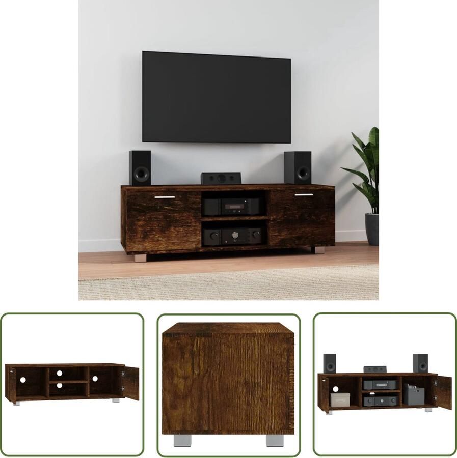 The Living Store TV-meubel Modern TV-kast 120 x 40.5 x 35 cm Gerookt eiken - Foto 2