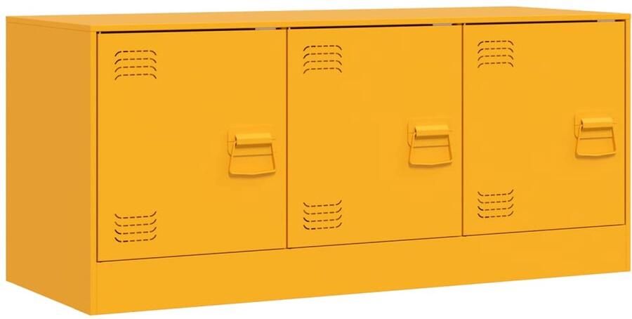 The Living Store Tv-meubel 99x39x44 cm staal mosterdgeel Tv-meubel Salontafel Livingroom Decoratie Mustard Yellow Furniture Industrieel Design - Foto 2