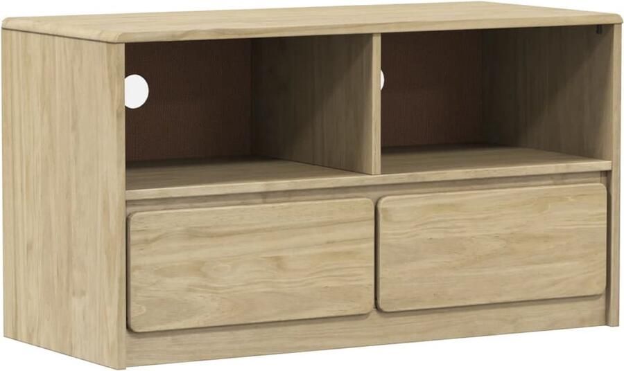 The Living Store Tv-meubel SAUDA 99x43x55 cm massief grenenhout eikenkleurig Tv-meubel Houten Tv-standaard Salontafel Grenoble Tafel Vintage Tv-kast - Foto 2