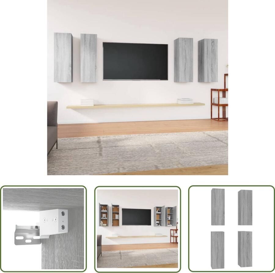 The Living Store TV-meubel Serie Hangend 30.5 x 30 x 90 cm Grijs Sonoma Eiken - Foto 2
