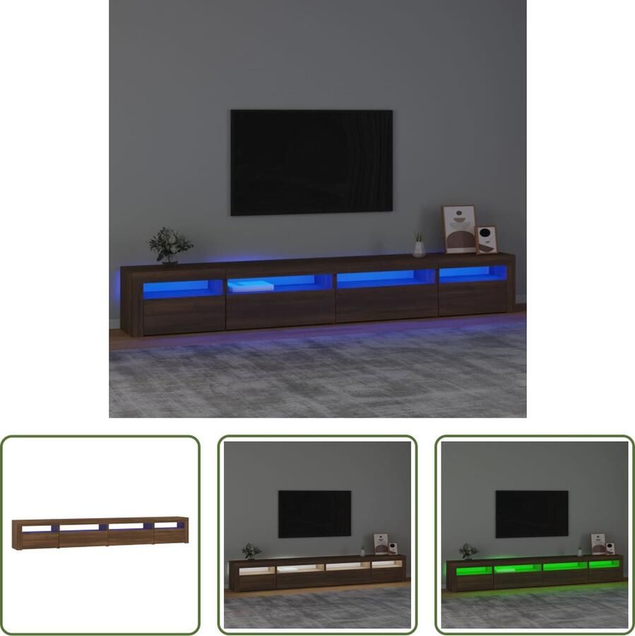 The Living Store TV-meubel Serie LED-verlichting 270 x 35 x 40 cm bruineiken opbergruimte decoratief - Foto 3
