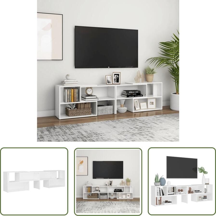 The Living Store Televisiemeubel Hifi-kast Wit 149 x 30 x 52 cm Uitschuifbaar - Foto 2