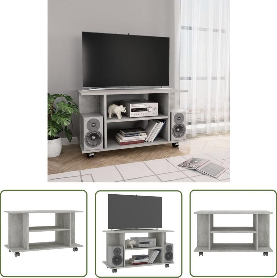 The Living Store Betongrijs TV-meubel 80 x 40 x 40 cm Stevig en Duurzaam 4 Open Schappen - Foto 2