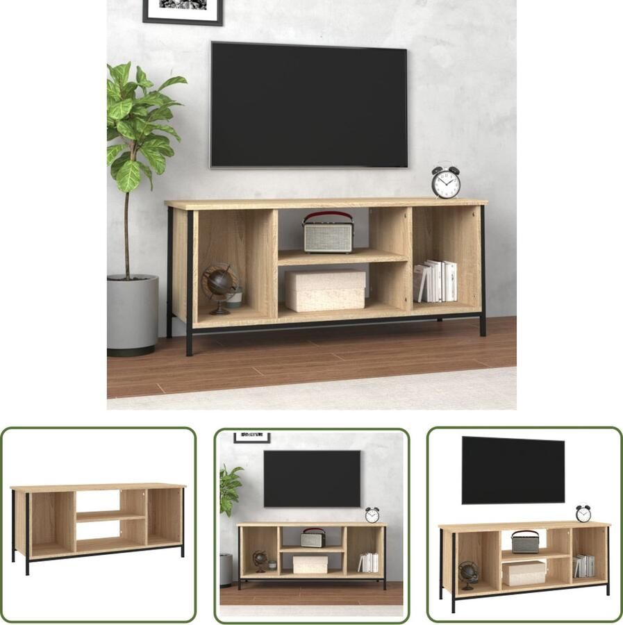 The Living Store tv-meubel Sonoma eiken 102 x 35 x 45 cm trendy ontwerp duurzaam hout- voldoende opbergruimte - Foto 2