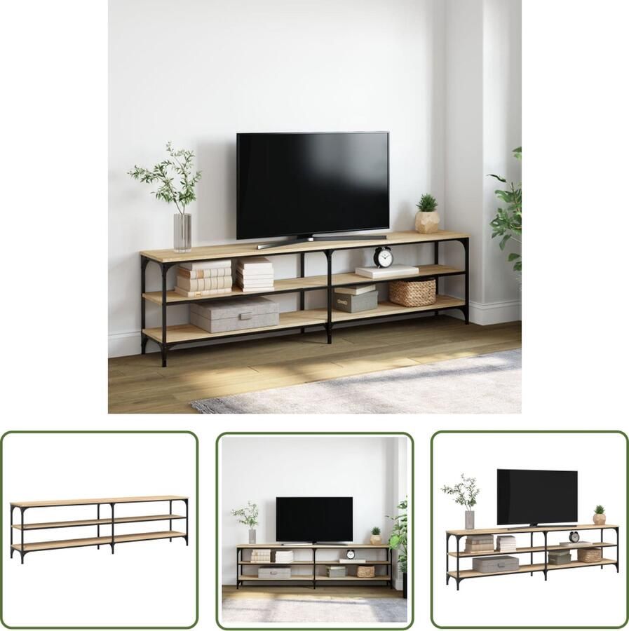 The Living Store Tv-meubel Serie Tv-meubelen 180 x 30 x 50 cm Trendy ontwerp met veel opbergruimte Sonoma eiken - Foto 2