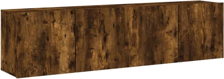 The Living Store Tv-meubels 2 st wandgemonteerd 80x30x41 cm gerookt eikenkleurig Tv-meubel Tv Kast Houten Tv-standaard Wandmontage Bergruimte - Foto 2