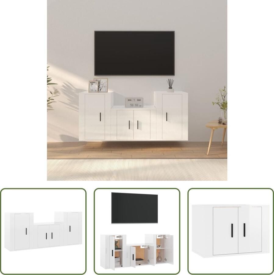 The Living Store Klassieke Televisiekastenset TV-meubel- 57x34.5x40cm TV-meubel- 40x34.5x60cm - Foto 2