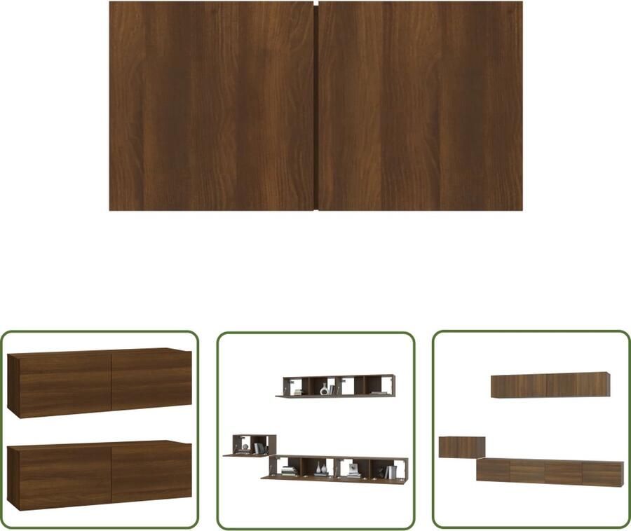 The Living Store TV Meubel Set Klassiek Bruineiken 60x30x30cm 100x30x30cm 80x30x30cm