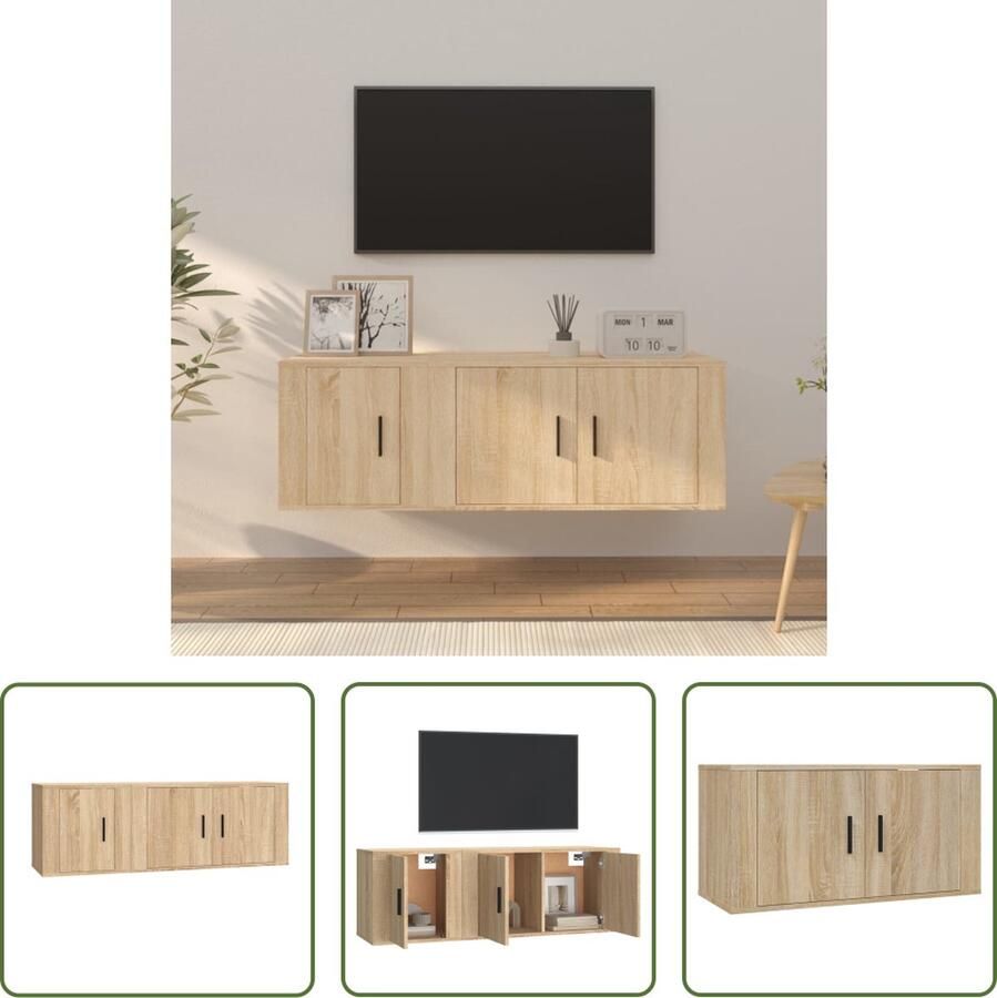 The Living Store TV-meubel set Sonoma eiken 80 x 34.5 x 40 cm 40 x 34.5 x 40 cm (B x D x H) - Foto 2