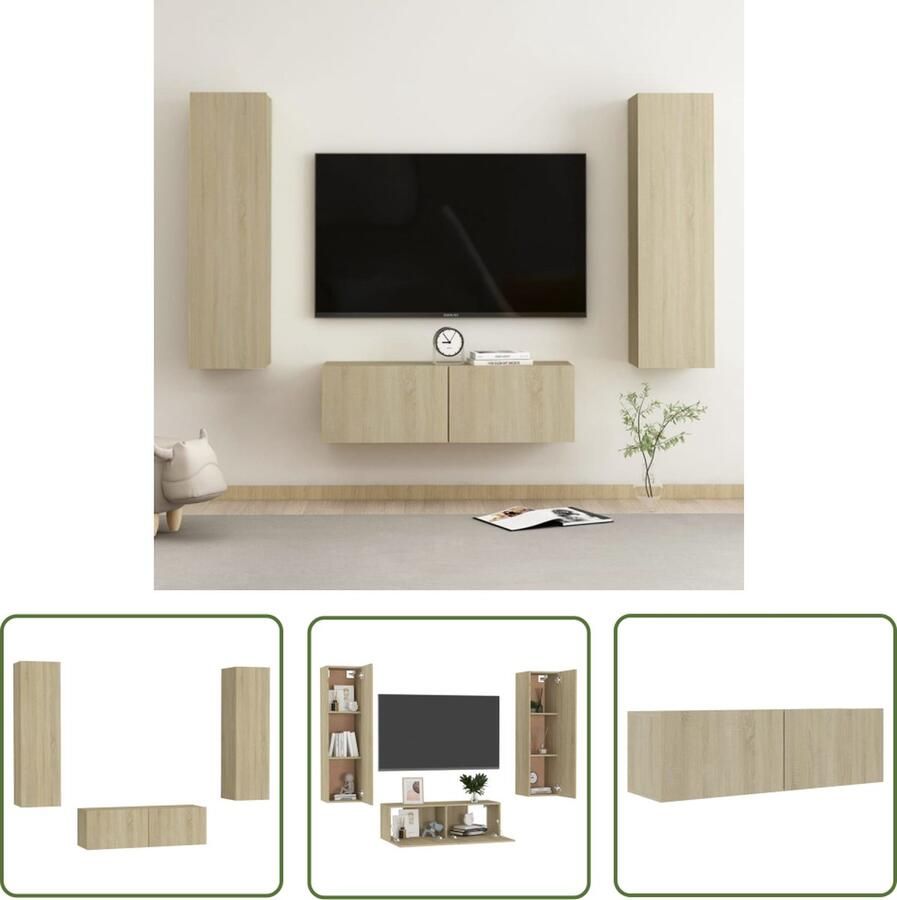 The Living Store Tv-meubel Sonoma eiken 100 x 30 x 30 cm (L) 30.5 x 30 x 110 cm (M) - Foto 2