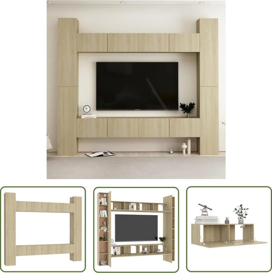 The Living Store TV-meubel Sonoma Eiken 100 x 30 x 30 cm Montage vereist - Foto 2