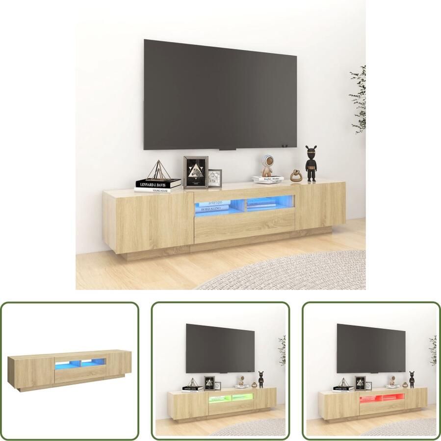 The Living Store TV-meubel Serie hifi-kast 180 x 35 x 40 cm met RGB LED-verlichting - Foto 2