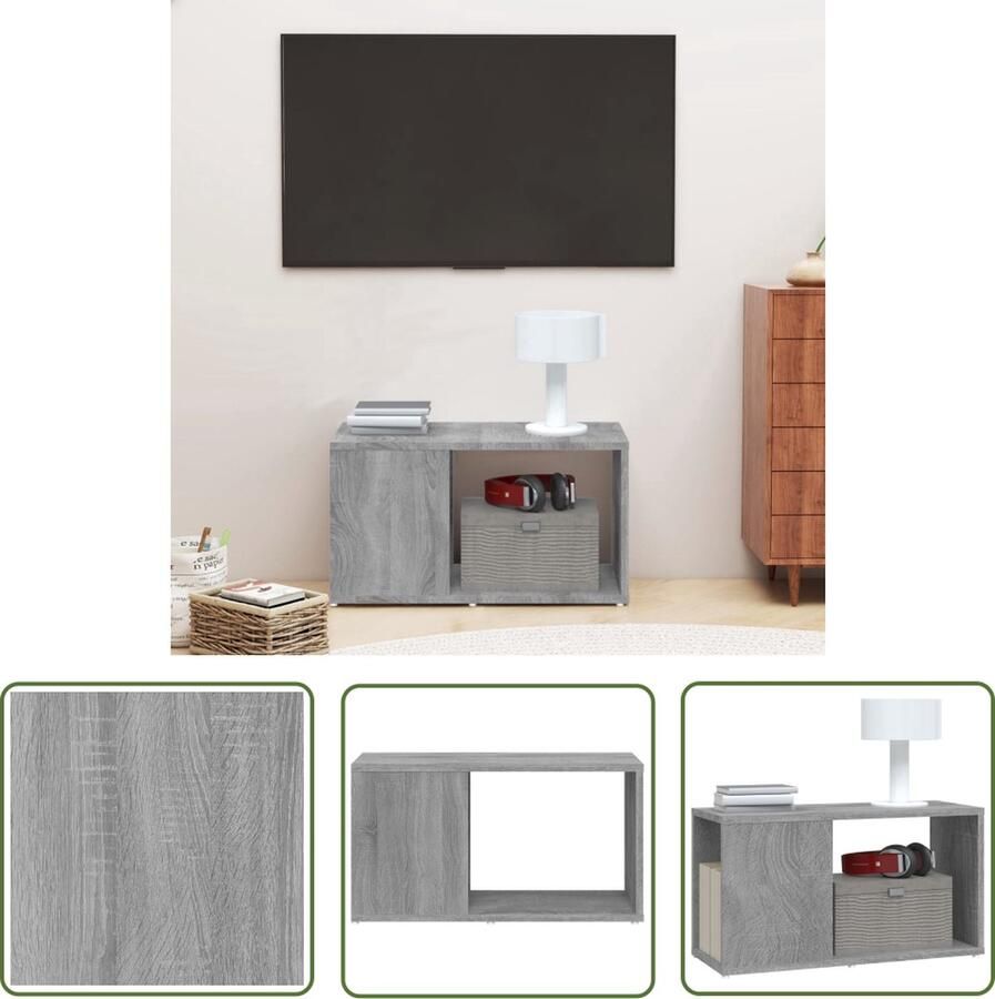 The Living Store Tv-meubel Grijze Sonoma eiken 60 x 24 x 32 cm Opbergkast - Foto 2