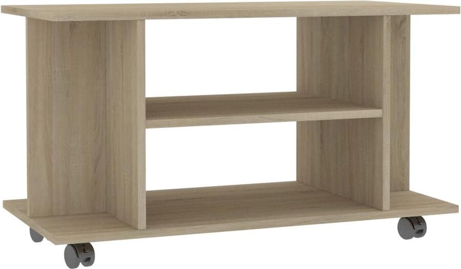 The Living Store Tv-meubel Sonoma Eiken 80 x 40 x 40 cm Stevig Duurzaam 4 Open Schappen Tv-meubel Salontafel Houten Meubels Media-meubel Tv-stand - Foto 2