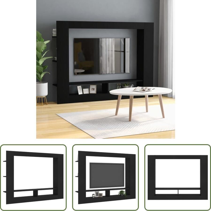 The Living Store TV-meubel Spaanplaat 152 x 22 x 113 cm Zwart