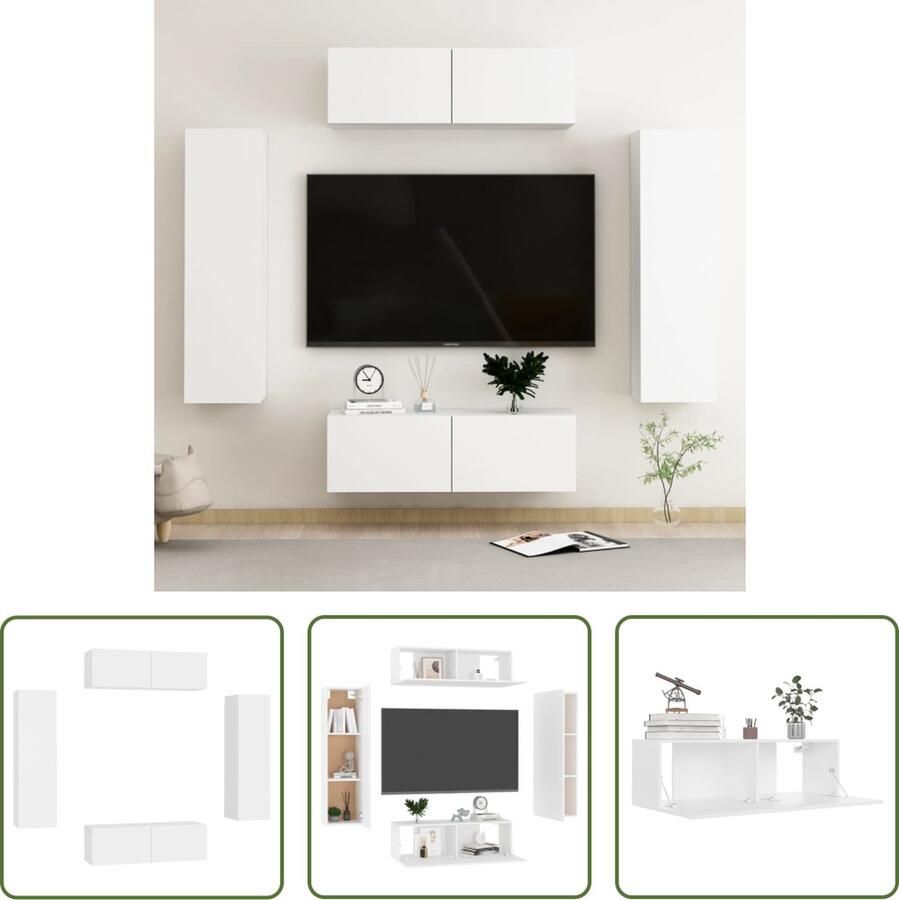 The Living Store TV-meubel Stereo Televisiekast 100 x 30 x 30 cm wit spaanplaat - Foto 2