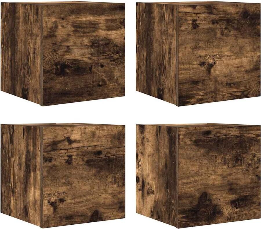 The Living Store TV-meubel Televisiewandmeubelen gerookt eiken 30.5 x 30 x 30 cm Tv Wandplank Tv Kast Houten Tv Stand Bruine Tv Tafel Salon Meubilair - Foto 2