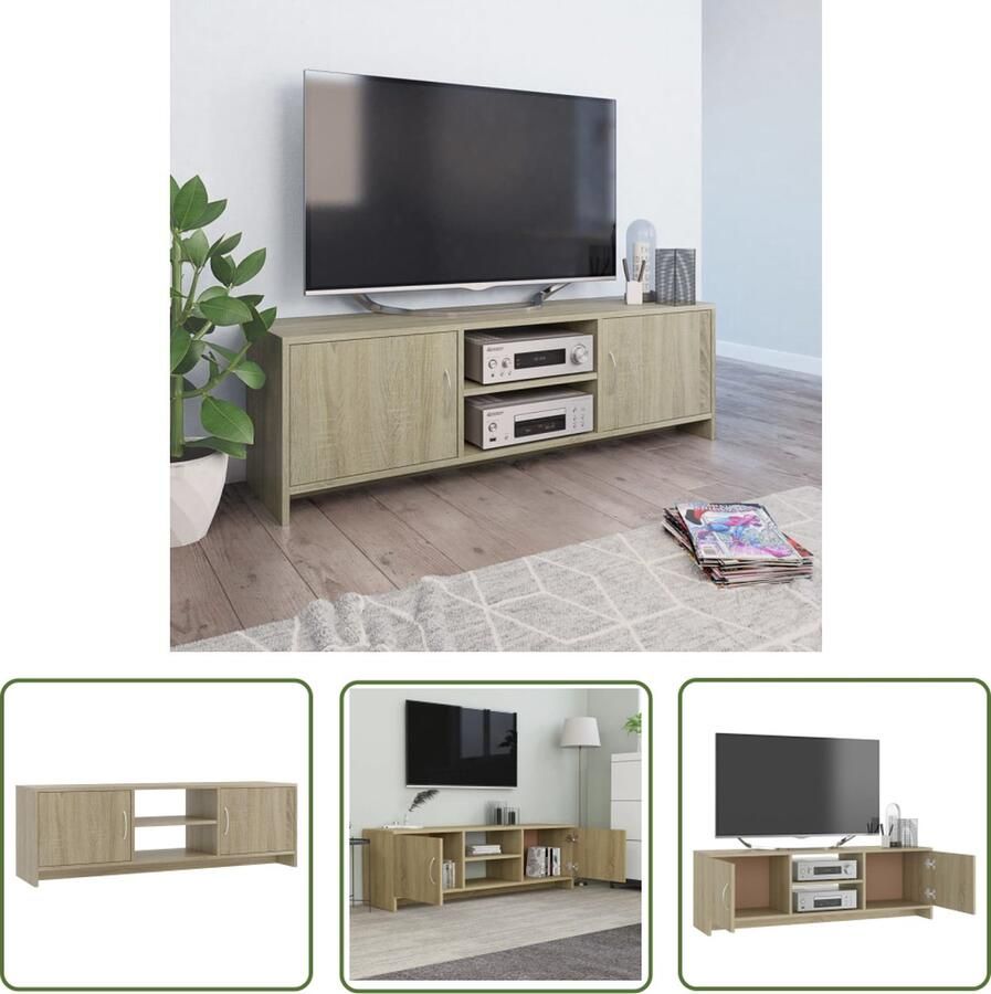 The Living Store TV-meubel Trendy 120 x 30 x 37.5 cm Sonoma eiken