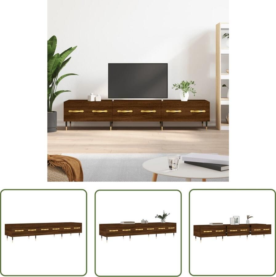 The Living Store TV-meubel Trendy 150x36x30 cm Bruineiken Stevig materiaal - Foto 2