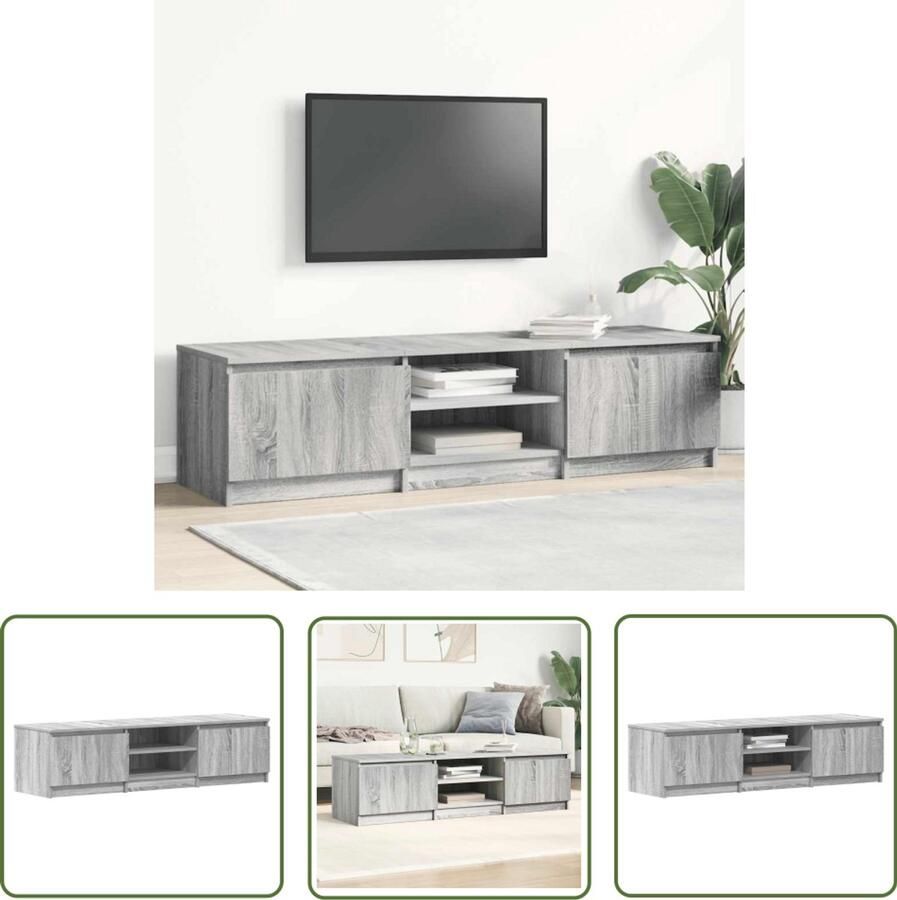The Living Store TV-meubel grijs sonoma eiken 140 x 40 x 35.5 cm Praktisch en trendy - Foto 3