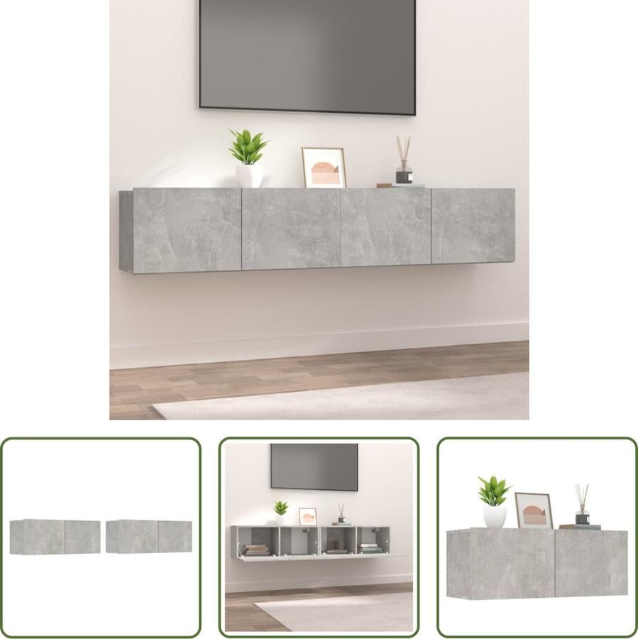 The Living Store TV-meubel Trendy Design TV-meubel 80 x 30 x 30 cm Betongrijs - Foto 2