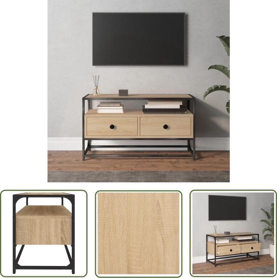 The Living Store TV-meubel trendy en praktisch Meubilair 80 x 35 x 45 cm Sonoma eiken Hoge kwaliteit Tv Meubels Salontafel Houten Tv Kast Sonomaplank Livingroom Furniture - Foto 2