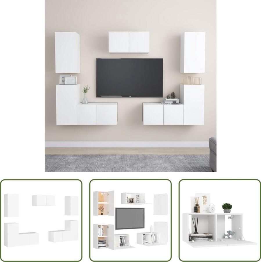 The Living Store Televisiekast Trendy praktisch design Opbergruimte voor boeken dvd's en meer Wit 60 x 30 x 30 cm 30.5 x 30 x 60 cm Montage vereist - Foto 2