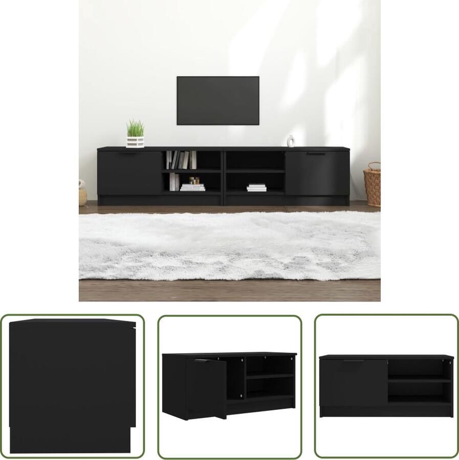 The Living Store TV-meubel Trendy Tv-meubels Afmetingen- 80 x 35 x 36.5 cm Kleur- Zwart Tv Kast Tv Meubels Houten Tv Kast Zwarte Tv Kast Design Tv Kast
