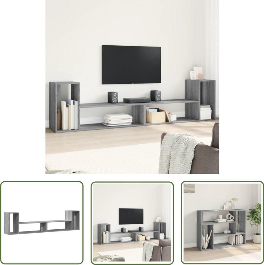 The Living Store Tv-meubelen 2 st 100x30x50 cm bewerkt hout grijs sonoma eiken Tv-meubel Tv-meubelen Tv Kast Opbergkast - Foto 2