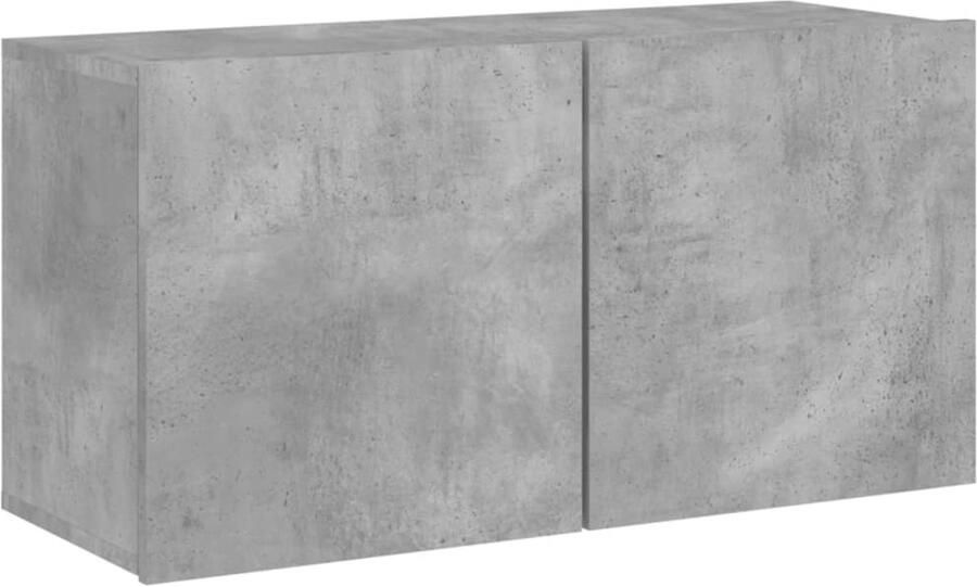 The Living Store Tv-meubel wandgemonteerd 80x30x41 cm betongrijs TV-meubel Wandmontage Beton Grijs Houten Kast Opbergruimte - Foto 2