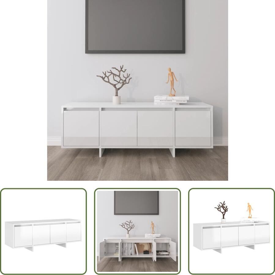 The Living Store Televisiemeubel Serie TV-kast 120 x 30 x 40.5 cm Hoogglans wit - Foto 2