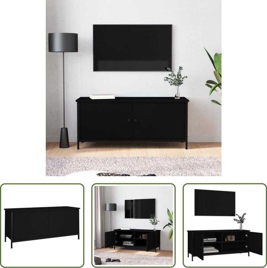 The Living Store TV-meubel zwart 102 x 35 x 45 cm trendy ontwerp duurzaam materiaal - Foto 2