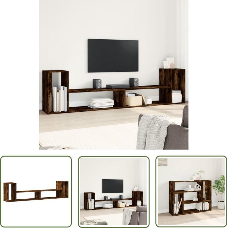 The Living Store Tv-meubelen 2 st 100x30x50 cm bewerkt hout gerookt eikenkleurig Tv-meubel Tv-meubelen Tv Kast Opbergkast