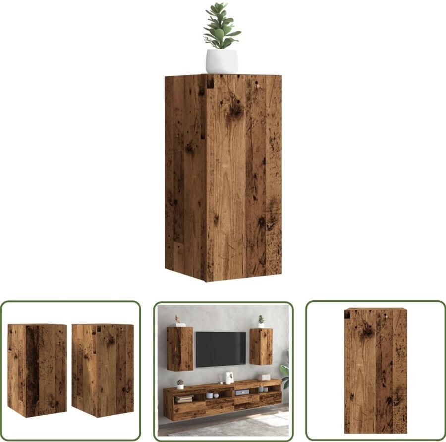 The Living Store vidaXL Houten Tv Kast Tv Meubel Tv-meubelen 2 st 30 5x30x60 cm bewerkt hout oud houtkleurig Salontafel Media Kast Opbergkast