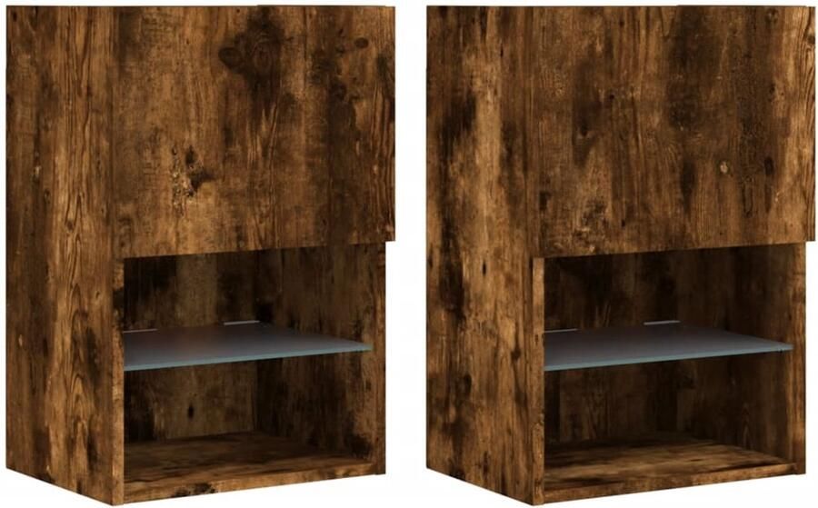 The Living Store Tv-meubels met LED-verlichting 2 st 40 5x30x60 cm gerookt eiken Tv-meubel Tv-meubelen Tv Kast Opbergkast