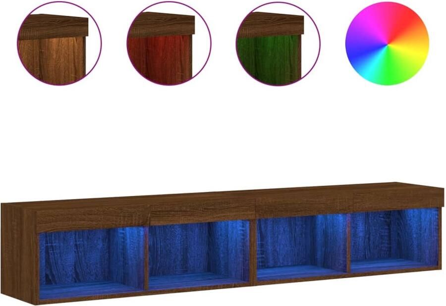 The Living Store Tv-meubels met LED-verlichting 2 st 80x30x30 cm bruineikenkleur Tv-meubel Tv-meubelen Tv Kast Opbergkast