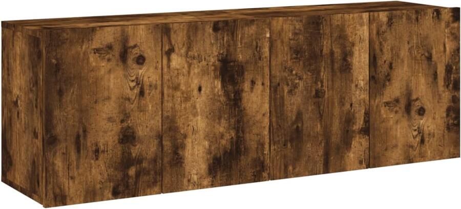 The Living Store Tv-meubels 2 st wandgemonteerd 60x30x41 cm gerookt eikenkleurig Tv Meubel Wandmontage Houten Tv Kast Bruine Tv Stand Bergruimte - Foto 2
