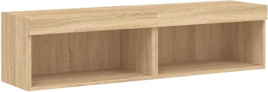 The Living Store Tv-meubels met LED-verlichting 2 st 60x30x30 cm sonoma eiken TV-meubels Salontafel Houten Meubilair Led Verlichting Bruine Meubels - Foto 2