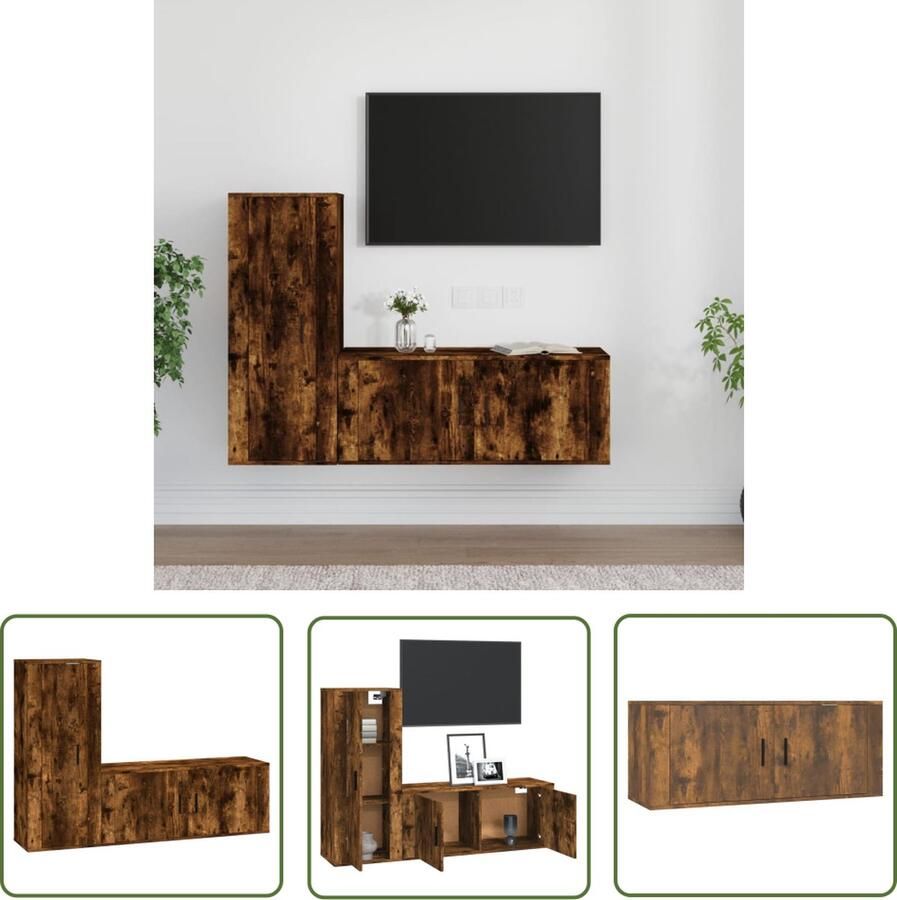 The Living Store Tv-meubelset 100x34.5x40 cm 40x34.5x100 cm gerookt eiken - Foto 2