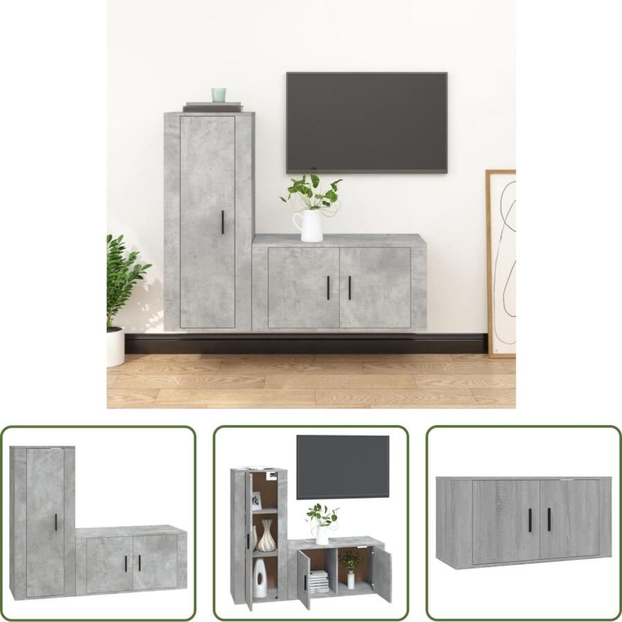 The Living Store TV Meubelset Betongrijs 80 x 34.5 x 40 40 x 34.5 x 100 cm - Foto 2