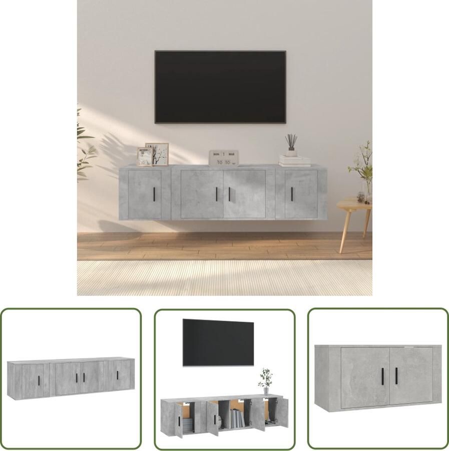 The Living Store Tv-meubelset Betongrijs 80x34.5x40cm 2x40x34.5x40cm - Foto 2