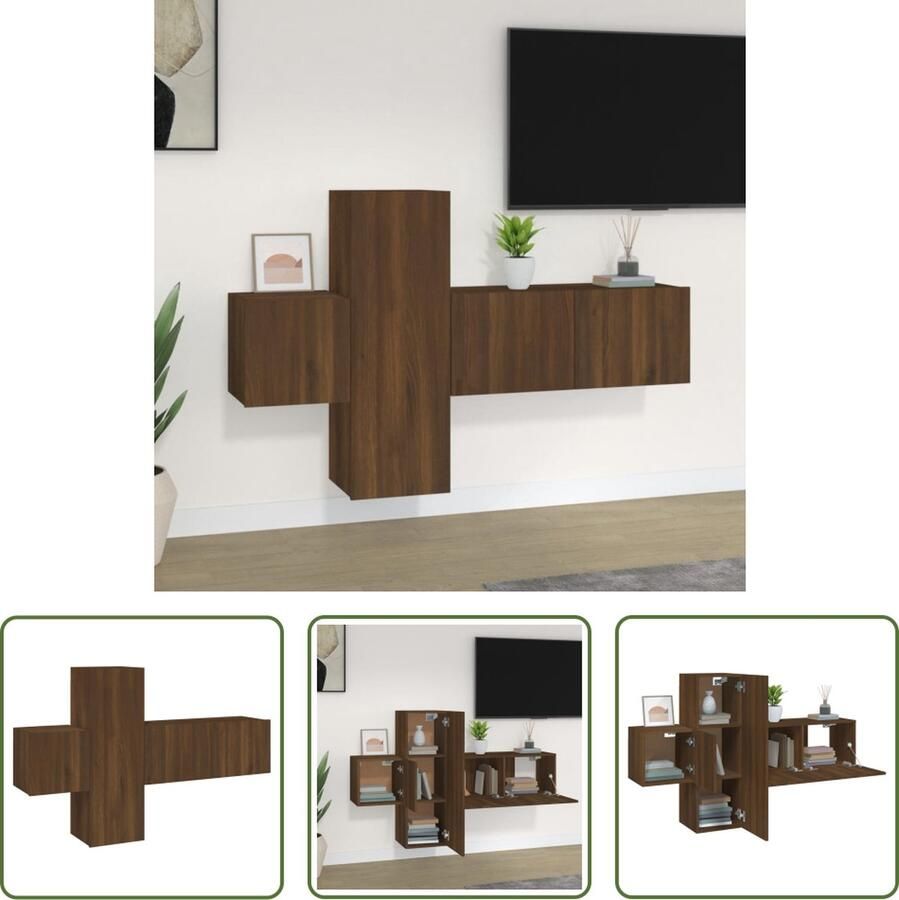 The Living Store TV-meubelset Bruineiken 80 x 30 x 30 cm 30.5 x 30 x 90 cm 30.5 x 30 x 30 cm - Foto 2