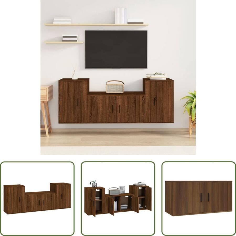 The Living Store Klassieke Televisiekastenset TV-meubel- 80 x 34.5 x 40 cm 2 x TV-meubel- 40 x 34.5 x 60 cm - Foto 2